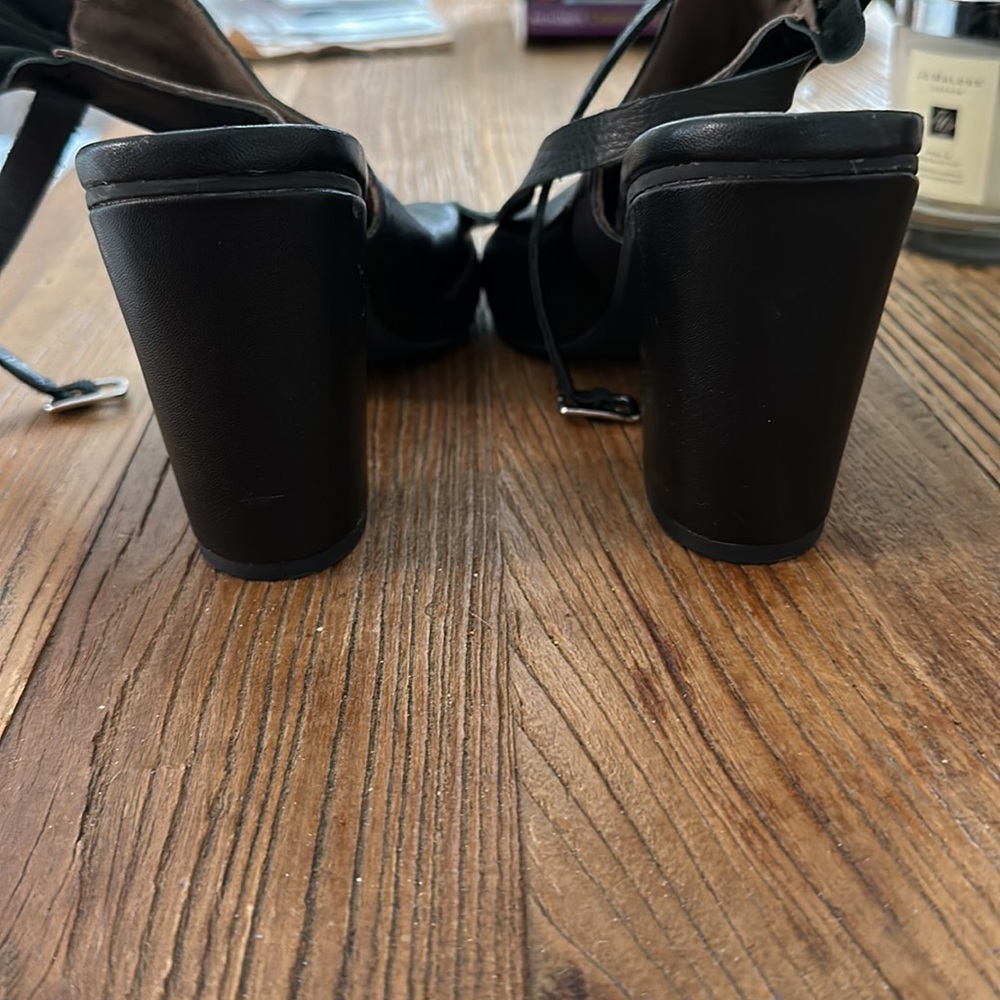 Seychelles Black Open Toe Bootie Block Heel - image 3